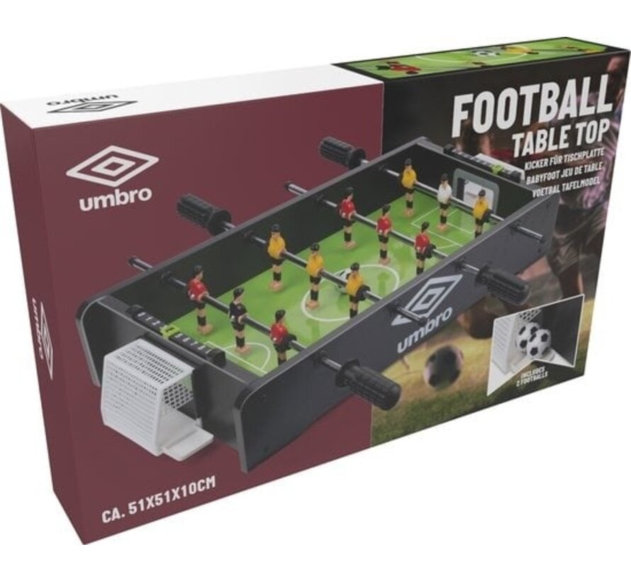 Umbro Table Soccer - Modèle de table - avec 12 joueurs - 2 mini ballons de football inclus - Jeu de football de table - Noir