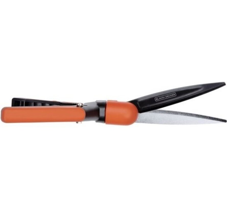 BLACK+DECKER Ciseaux à herbe - Coupe-herbe 34.5CM - Lames de coupe anti-adhésives - Ilaflon Resist et Swiss Non-Stick - Lame en acier forgé - Noir/Orange