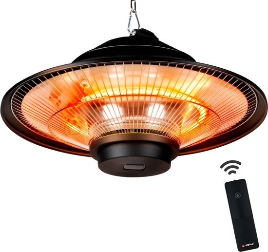alpina Heater Chauffe-terrasse - Chauffage infrarouge - IP44 résistant aux éclaboussures - 1500W - Noir