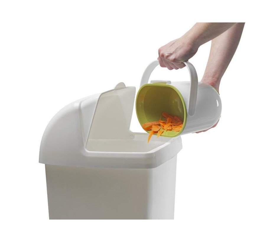 Compost Caddy-GFT poubelle - 24x18x17cm - Blanc/Vert