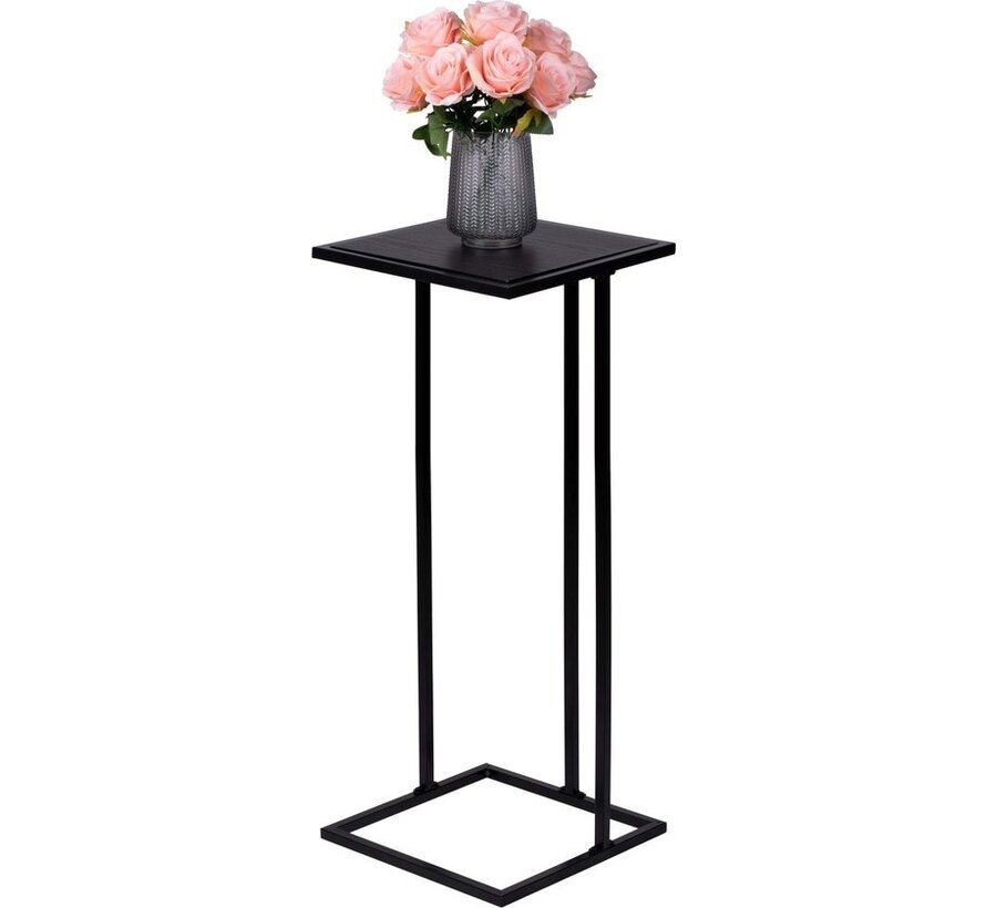 Arti Casa Table d'appoint - Métal et MDF - 75 x 33 x 33 CM - Table de chevet - Table à plantes - Table à ordinateur portable - Look industriel - Noir