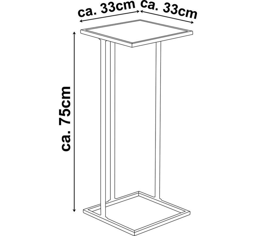 Arti Casa Table d'appoint - Métal et MDF - 75 x 33 x 33 CM - Table de chevet - Table à plantes - Table à ordinateur portable - Look industriel - Noir