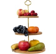 Nimma® Nimma® Etagere - Tour de service à 3 étages - Porte-gâteaux - Porte-gâteaux - Coupe à fruits - Bois de bambou