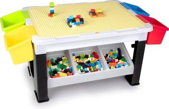 Set de Jeu Eddy Toys 300 Pièces - Table de Jeu 48 x 35 x 31 cm - 291 Blocs de Construction - Rangement Inclus - Plastique