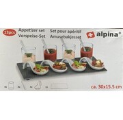 Alpina Ensemble d'amusements Alpina - 13 pièces - 4 personnes - ardoise/verre/céramique
