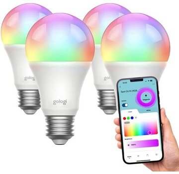 Gologi Gologi Smart E27 Bulb Lamp 4 pcs - Smart WiFi - Smart LED lighting - Dimmable - Millions de couleurs - RGB - Control via mobile app - Ambient lighting - 800 lumens