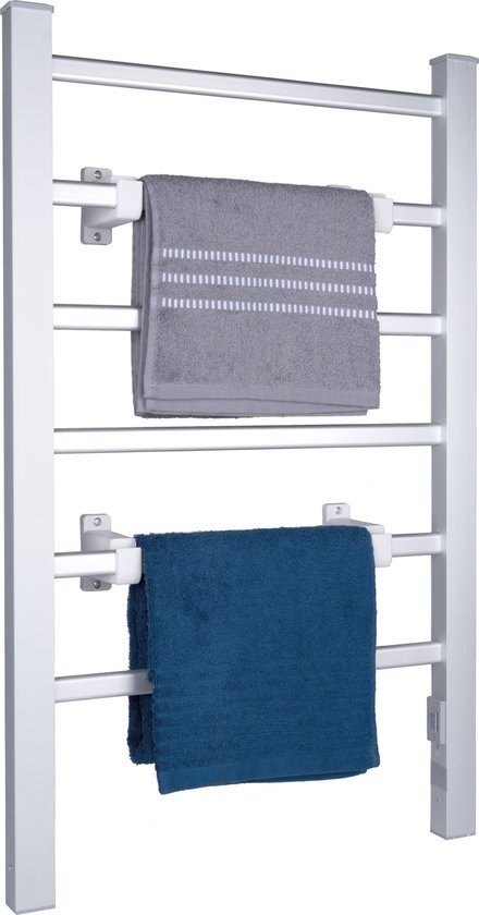 Dirt Devil Porte-serviettes électrique - Pose libre ou fixation murale - 6 tiges - Vêtements et serviettes - Séchage et chauffage - Aluminium - Gris