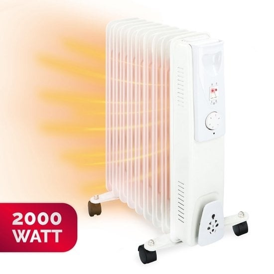 Radiateur électrique à huile Alpina - Thermostat - 4 roues - Protection contre la surchauffe - 9 pales