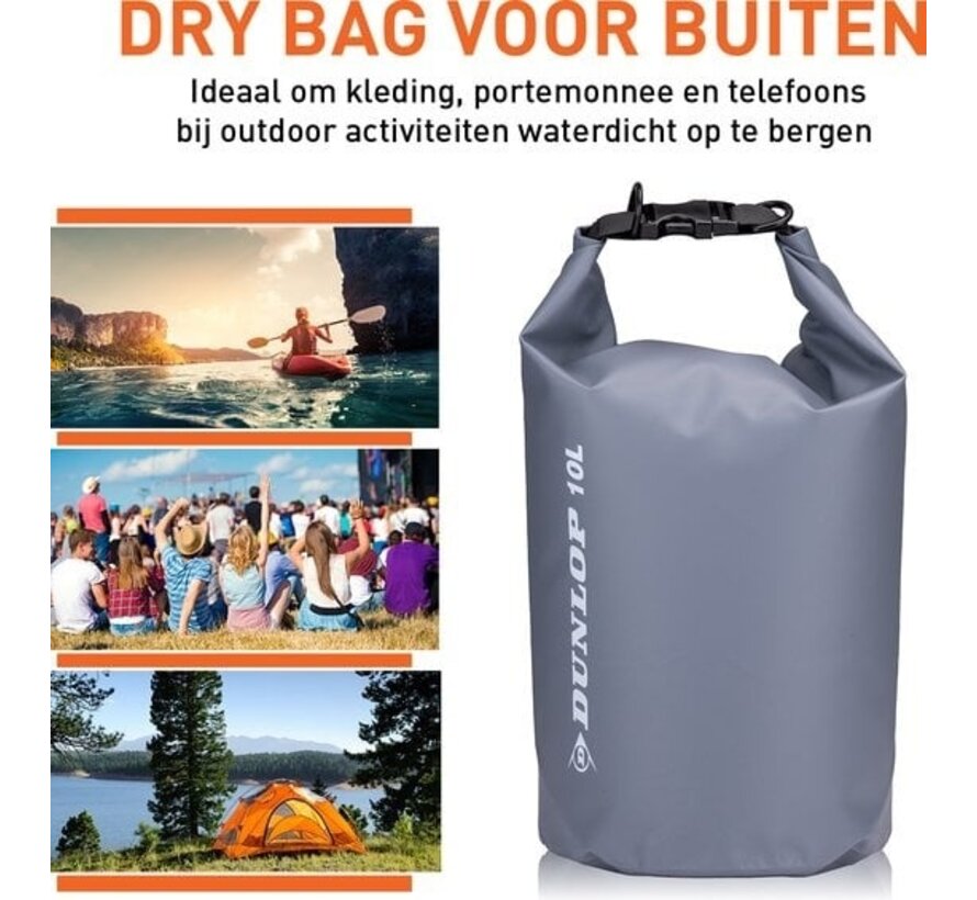 Dunlop Drybag 10 Liter - Sac étanche - Gris