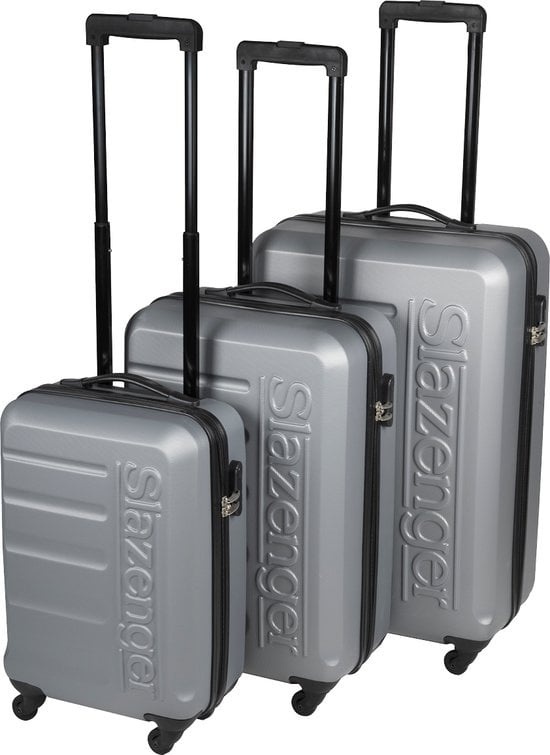 Slazenger Kofferset 3-Delig - Incl. Handbagage Koffer - 88L/55L/33L - Cijferslot - Grijs