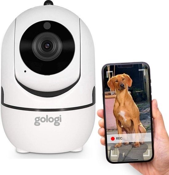 Gologi pet camera - Caméra pour chien - Caméra pour animaux - Caméra de sécurité - Caméra de sécurité - Pour tous les animaux - Avec wifi