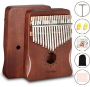 Woodley Jeu de kalimba - 17 notes - Avec livre de musique - Piano à pouces - Instrument de musique - Acajou - Pour enfants et adultes