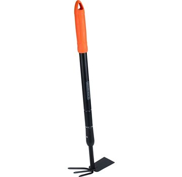 Black+Decker BLACK+DECKER Cultivateur avec bêche - Râteau et bêche de jardin - Longueur ajustable 66-101CM - Cultiver et désherber - Noir/Orange