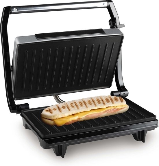 alpina Contact grill - Appareil à toasts - Revêtement antiadhésif - 700W - inox/noir