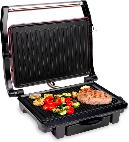 alpina Contact Grill - Fer à sandwich - Antiadhésif - 1000W - Noir/Rouge