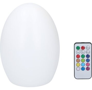 Grundig Grundig LED lampe de table en forme d'œuf - lampe RGB - lampe de table alimentée par piles - avec télécommande - différentes couleurs et modes d'éclairage - fonction minuterie 4 à 8 heures - plastique - blanc