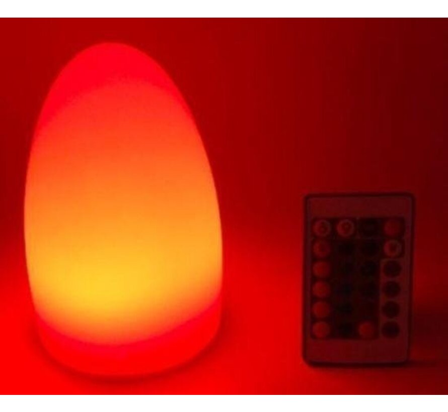 Grundig LED lampe de table en forme d'œuf - lampe RGB - lampe de table alimentée par piles - avec télécommande - différentes couleurs et modes d'éclairage - fonction minuterie 4 à 8 heures - plastique - blanc