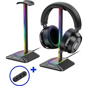 URGOODS Support pour casque d'écoute - Support pour casque d'écoute - Avec lumière LED et range-câbles