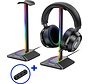 Support pour casque d'écoute - Support pour casque d'écoute - Avec lumière LED et range-câbles