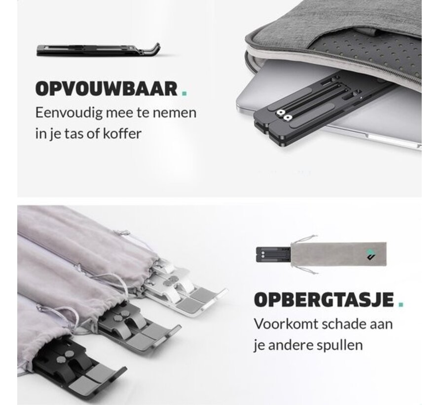 LURK® Laptop Stand - Support pour ordinateur portable en aluminium - Réglable et pliable - Ergonomique - 6 angles de réglage