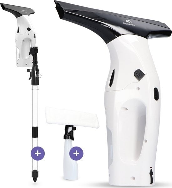 Nettoyeur de vitre électrique avec laveur intégré - Motionflow - Aspirateur lèche-vitre avec extension 61cm - Rechargeable