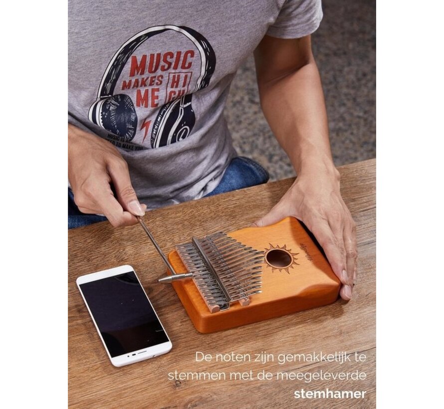 Jeu de kalimba - 17 notes - Avec livre de musique - Piano à pouces - Instrument de musique - Bois de bambou - Pour enfants et adultes