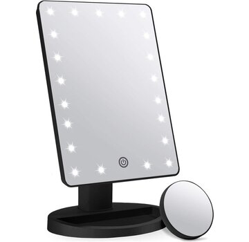 Strex Miroir de maquillage Strex avec éclairage LED - 3 modes d'éclairage - grossissement 1/10x - réglable à 360