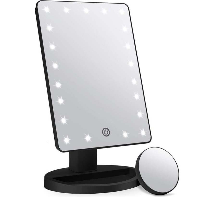 Miroir de maquillage Strex avec éclairage LED - 3 modes d'éclairage - grossissement 1/10x - réglable à 360