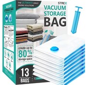 Strex Strex Vacuum Bags Duvets & Clothes - 14 Pieces / 4 Sizes - Travel Bags / Vacuum Bags - Incl. Hand Pump