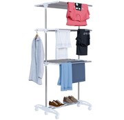 Avalo Clothes Rack - Tour de séchage à roulettes - 4 niveaux - pliable - blanc