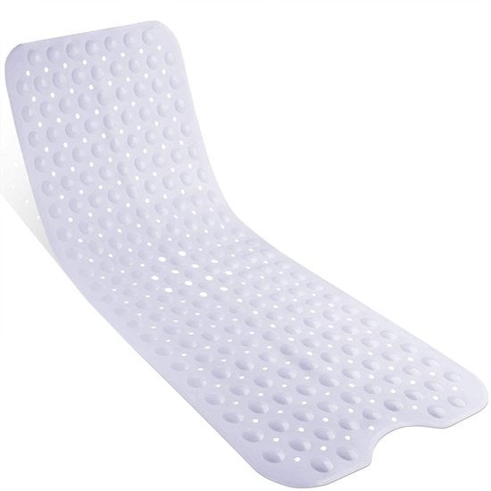 Avalo Tapis de bain / Tapis antidérapant Douche - 100x40CM - Blanc - Avec ventouses - Tapis de douche antidérapant pour la douche - Tapis de salle de bain