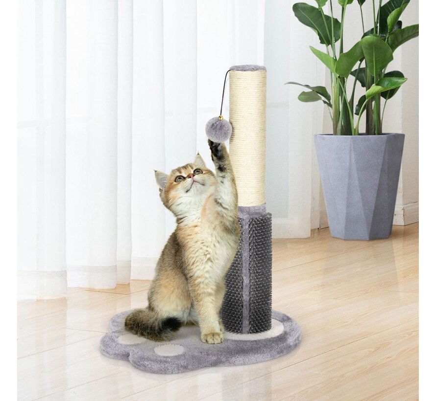Coast 52 cm High Scratch Post Cat Tower with self-care comb sweet platform grey