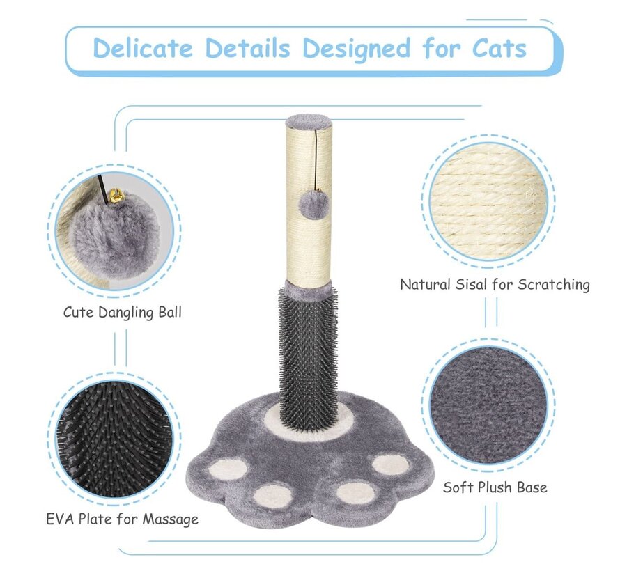 Coast 52 cm High Scratch Post Cat Tower with self-care comb sweet platform grey
