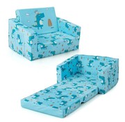 Coast Canapé pour enfants 2 en 1 pliable Canapé convertible Tissu velours doux Poches latérales pratiques Fauteuil pour enfants Canapé/lit