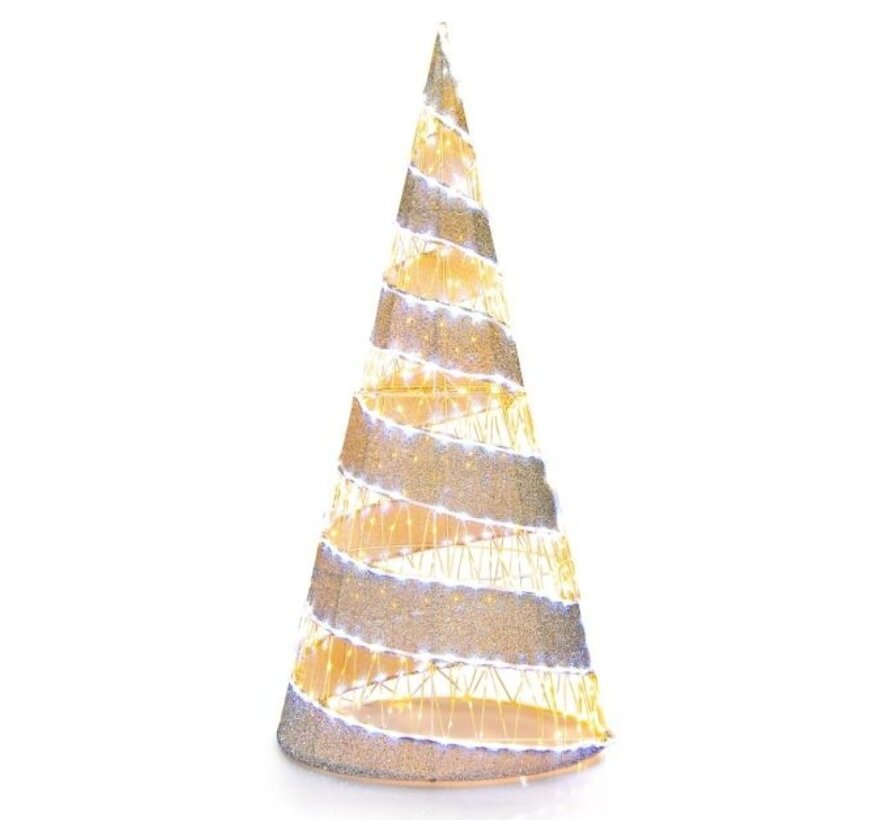 Arbre à cônes lumineux 155cm Arbre artificiel en spirale avec 300 lumières LED blanc chaud et 250 lumières LED blanc froid Décoration de Noël illuminée