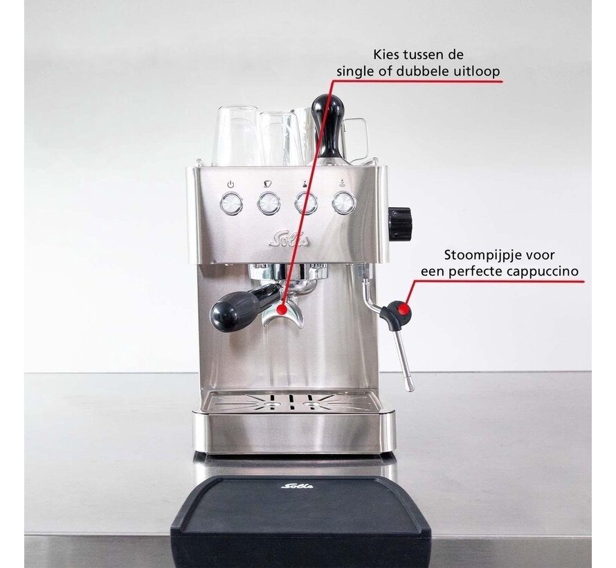Machine à espresso - Solis - Barista Gran Gusto 1014 - Machine à café à grains - Argent