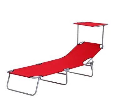 Outsunny Outsunny Lounger - Pliable - Rouge - 187 x 58 x 36 cm