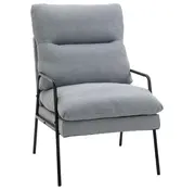 HOMCOM HOMCOM Chaise de salon rembourrée avec dossier - Max. 120KG - 61 x 76 x 96 cm - Gris