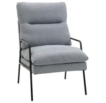 HOMCOM HOMCOM Chaise de salon rembourrée avec dossier - Max. 120KG - 61 x 76 x 96 cm - Gris