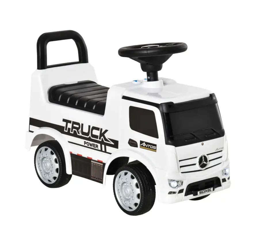 HOMCOM Jouet voiture promenade - Mercedez ANTOS Truck - 24 à 36 mois - Blanc/Noir