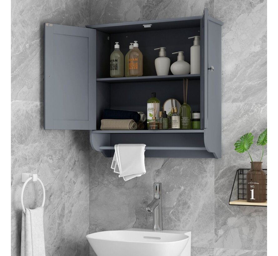 Coast Meuble de salle de bain mural - MDF - 60 x 21 x 61 cm - Gris