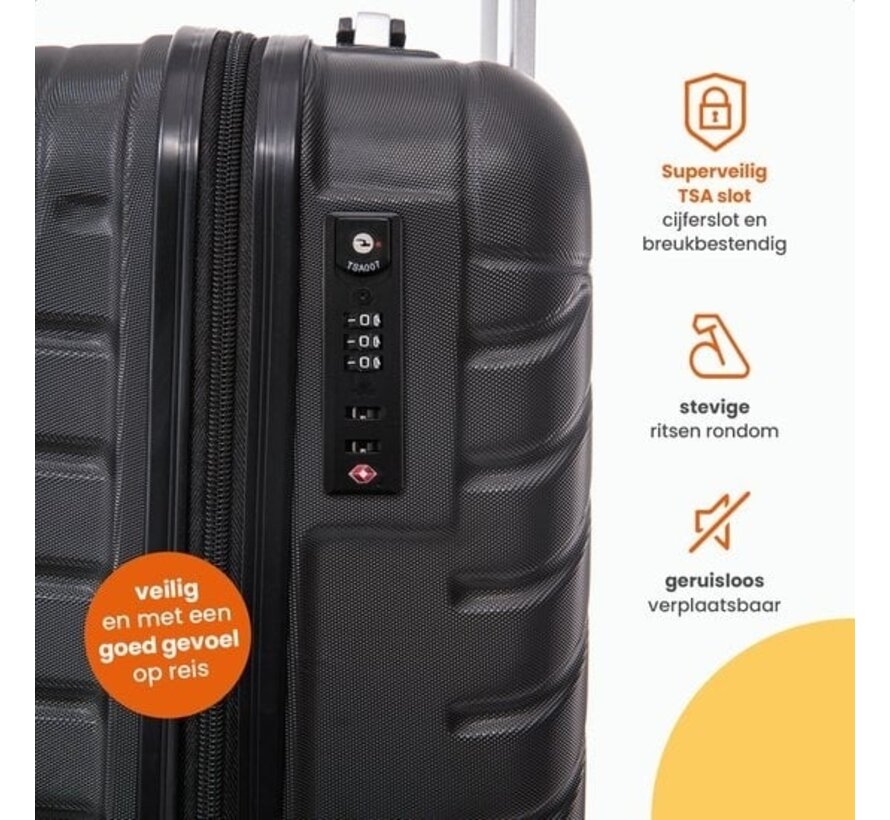 Goliving Hand Luggage Suitcase with Wheels - Trolley - Lightweight - TSA Lock - Padded Interior - 38 Litres - 55 x 35 x 23 cm - Blue