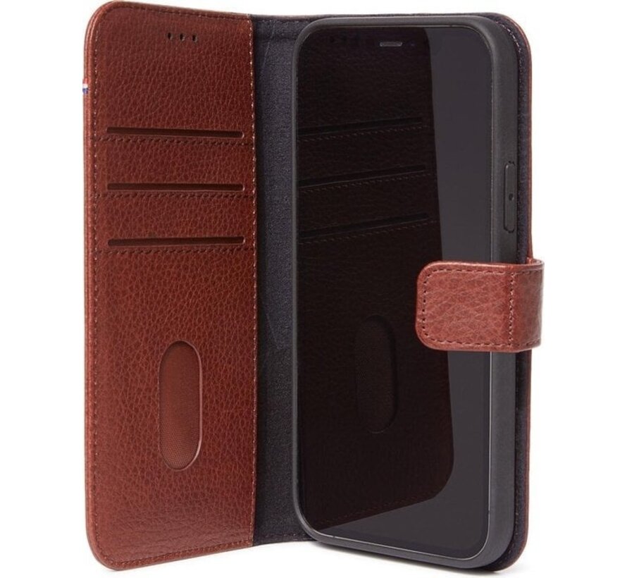 DECODED Etui portefeuille détachable - iPhone 12 Mini - Etui détachable avec porte-cartes - Cuir européen de haute qualité - Technologie magnétique Apple - Marron