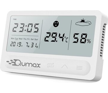 Qumax Qumax Digital Hygrometer - Thermomètre d'intérieur - Humidimètre avec batterie semestrielle - Blanc