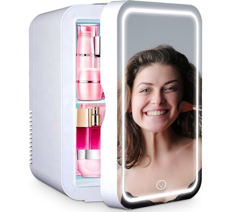 Réfrigérateur Goliving Skincare - Réfrigérateur maquillage - Réfrigérateur beauté - Mini-réfrigérateur avec miroir et éclairage - Mini-réfrigérateur