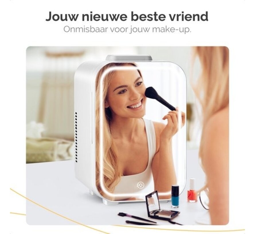 Réfrigérateur Goliving Skincare - Réfrigérateur maquillage - Réfrigérateur beauté - Mini-réfrigérateur avec miroir et éclairage - Mini-réfrigérateur