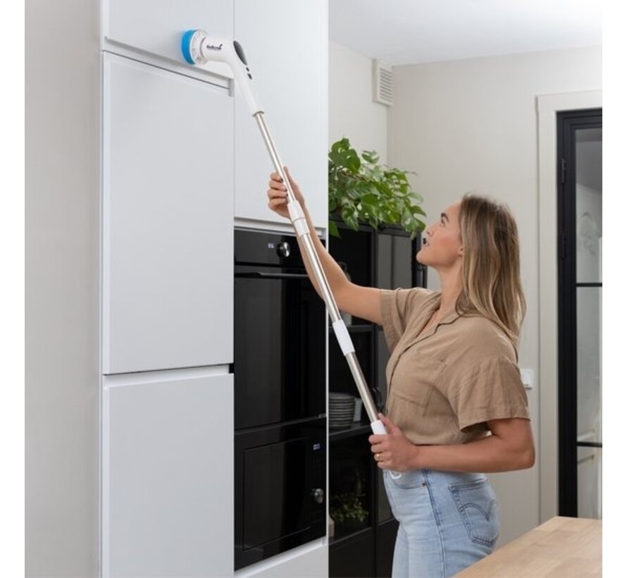GoScrub® Cleaning King V2 - Brosse de nettoyage électrique - Brosse à récurer électrique - pour la salle de bain ou la cuisine - Brosse à récurer avec manche - 9 accessoires