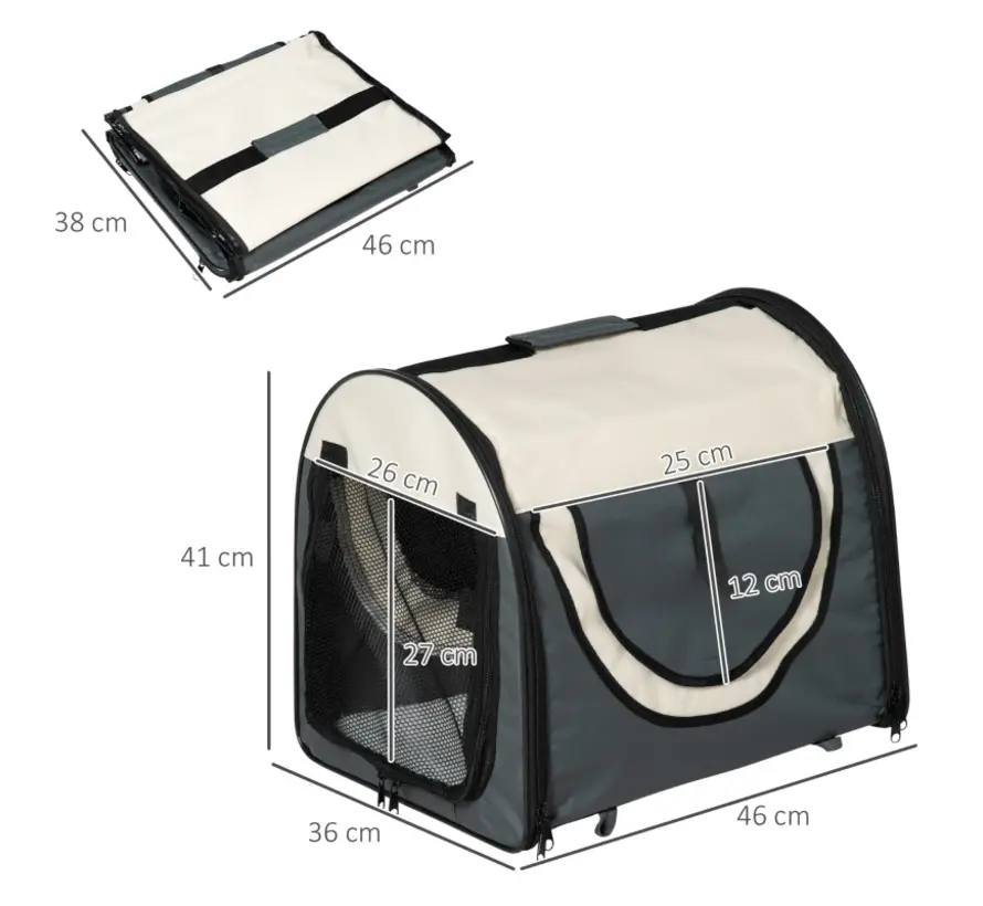 PawHut Boîte de transport pour chien pliable - Boîte pour chien avec fenêtres latérales - 46 x 36 x 41 cm