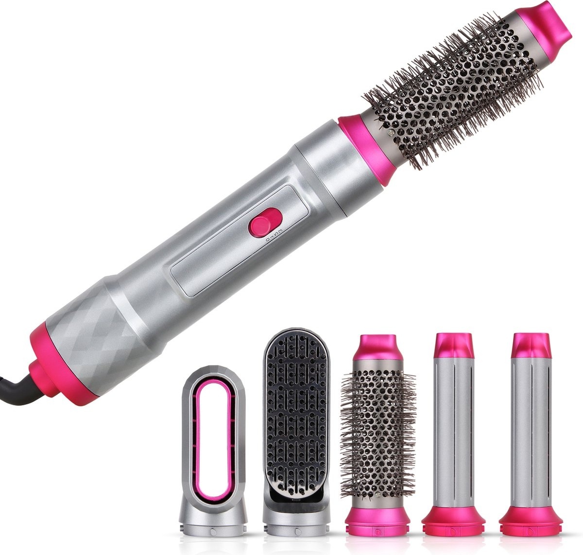Niceey Brosse à cheveux 5 en 1 - Brosse à boucler - Gris/Rose