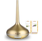 Goliving Goliving Diffuseur d'arômes - Humidificateur - Aromathérapie - 2 huiles essentielles incluses - 10 couleurs LED - Diffuseur de parfum - Or